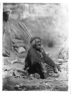 Old Yokut Indian man on the Tule River Reservation near Porterville, ca.1900