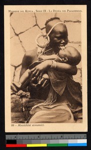Seated woman with child, Kenya, ca.1920-1940