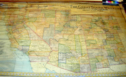Scarborough's Map of The Great South-West, Colorado, Utah, Nevada, California, Arizona and New Mexico : showing all counties, cities, villages, post-offices, railroads and stations with distances between stations in English Statute Miles