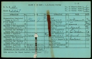 WPA block face card for household census (block 2269) in Los Angeles County