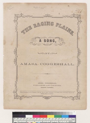 The raging plains, a song [Amasa Coggeshall]