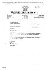Tlais Enterprises Ltd[Letter from M Clarke to Norman Jack regarding Andrew Weir account]