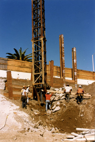 Constructing the side of Malibu Lagoon Bridge, 1995