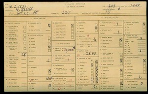 WPA household census for 225 W 25TH, Los Angeles
