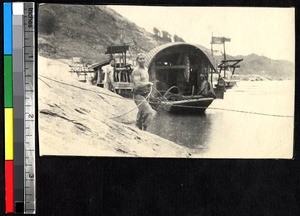 River boat with paddle wheel, Sichuan China, ca.1900-1920
