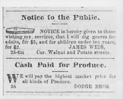 Advertisement in the June 29, 1860 Sonoma County Journal