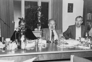 Meeting of the Danish Santal Mission Board, May 1981. From left: Rev. Thorkild Schousboe Laurse