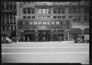 Marquee of Orpheum Theatre, Los Angeles, CA, 1932