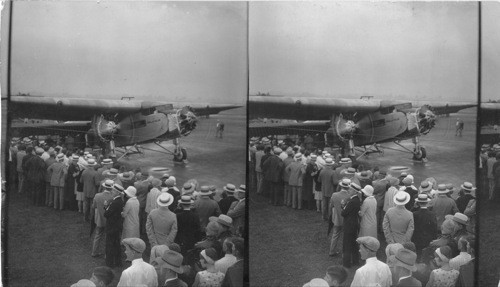 Loading Passengers for the First Airplane Journey of the Pennsylvania - Santa Fe Air-Rail Service. Columbus, Ohio, July 8, 1929