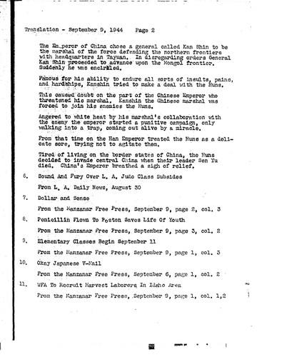 Manzanar free press, September 6, 1944