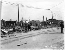 Earthquake ruins at Fourth and Mendocino Streets, Santa Rosa, California, 1906