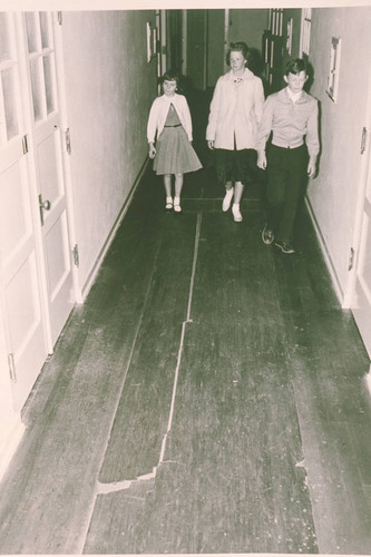 Children walking in a hallway in the Pacific Palisades Methodist Church