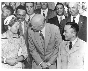 Sammy Lee and other sports figures with President Eisenhower