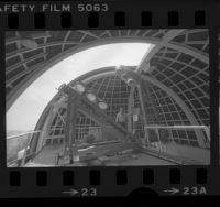 Paul Roques operating solar telescope at Griffith Observatory, Los Angeles, 1978