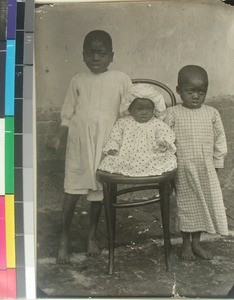 Three Malagasy children, Mangarivotra, Ambohipiantrana, Antsirabe, Madagascar, 1917-02-11
