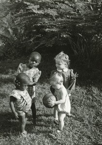 African and European children, in Gabon