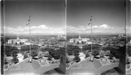 City Hall & Plaza from State Capitol, Denver, Colo