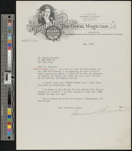 Howard Thurston, letter, 1920-05-06, to Hamlin Garland