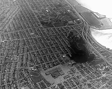 Aerial view of Albany looking south, c. 1962