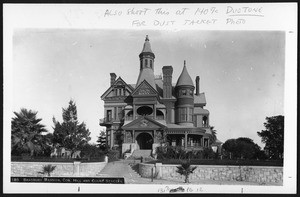 Exterior view of the Bradbury Mansion on the corner of Hill Street and Court Street, ca.1890