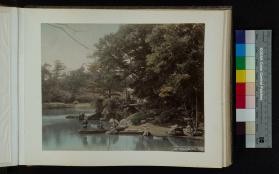 Photograph of people boating in Palace Garden, Tokyo