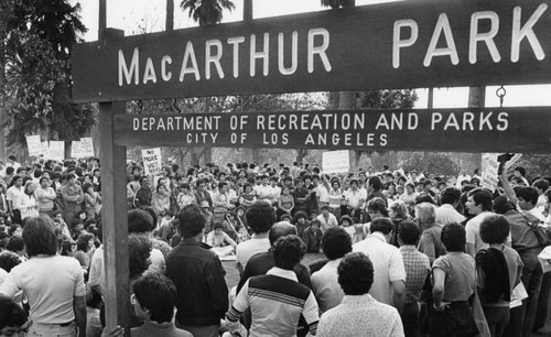 Protest demonstration held at MacArthur Park