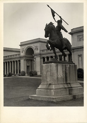 [Statue of warrior on horse outside the Palace of the Legion of Honor]