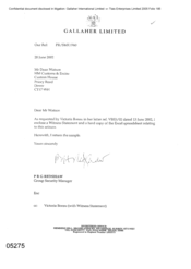 [Letter from PRG Redshaw to Dean Watson in regards to Witness Statement]
