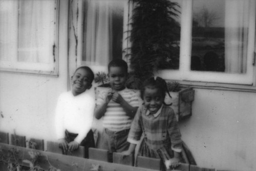 Children in front of World War II-era housing in Marin City, California, circa 1960 [photograph]