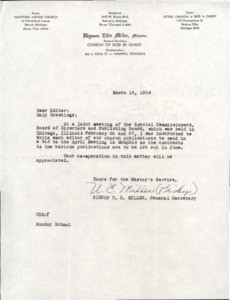 Letter, 1958 Mar. 16, to D.J. Young Publishing Company editor