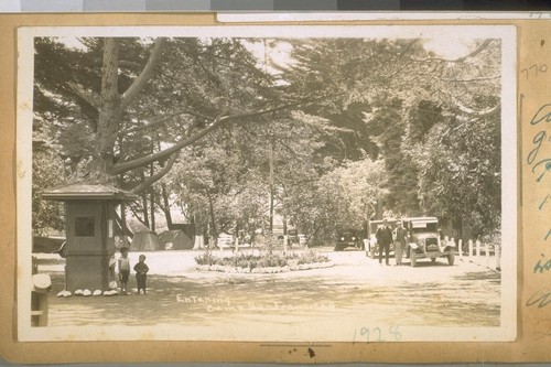 Photo taken July 1928. Auto camp on the grounds of Hon. Peter H. Burnett, 1st Gov. of Calif. in 1850. Camp is at Sunnyvale Ave. & Rutland St. San Francisco
