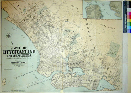 Map of the city of Oakland and surroundings : compiled from official and private surveys / by J.C. Henkenius