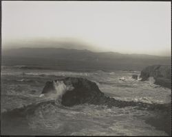 Ocean waves and rocks at Lands End, 680 Point Lobos Avenue, San Francisco, California, 1920s