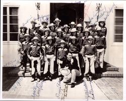 Group portrait of the California Centaurs mounted junior drill team on June 1, 1947
