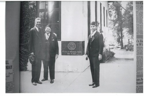 Three Men Standing at Cornerstone of South Pasadena War Memorial Building