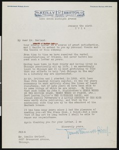 Frank Kennicott Reilly, letter 1914-01-06, to Hamlin Garland