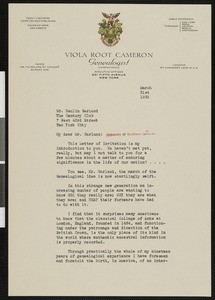 Viola Root Cameron, letter, 1932-03-31, to Hamlin Garland