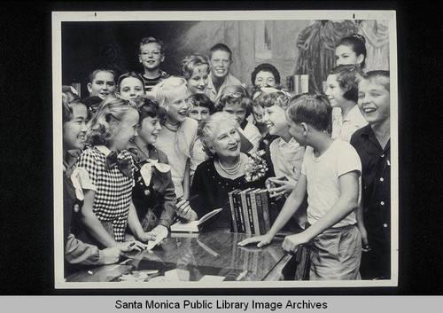 Margaret Leighton with children in the Santa Monica Public Library Children's Department (503 Santa Monica Blvd.)