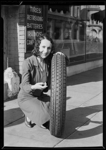 New tread on federal tires publicity shots, Bershon, Southern California, 1930
