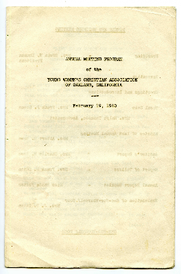 Annual meeting program of the Young Women's Christian Association of Oakland, California