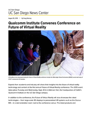 Qualcomm Institute Convenes Conference on Future of Virtual Reality