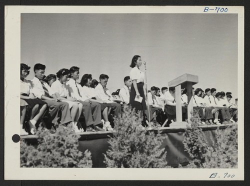 Scenes at graduation of 9th grade Junior High class at Topaz. Photographer: Bankson, Russell A. Topaz, Utah