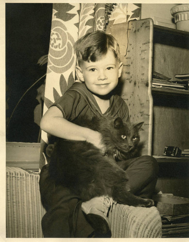 George Pepperdine II with his cat