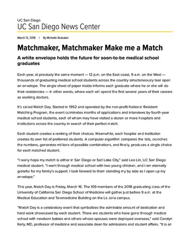 Matchmaker, Matchmaker Make me a Match