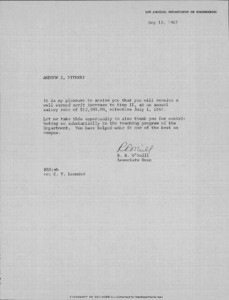 Letter, A.J. Viterbi to R.R. O'Neill, May 16, 1967