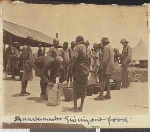Quartermaster measuring rations, Dodoma, Tanzania, July-November 1917