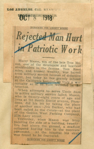 Rejected man hurt in patriotic work
