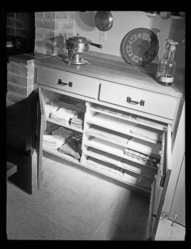 Goldsmith, Mr. and Mrs. Clifford, residence. Storage cabinet and Interior