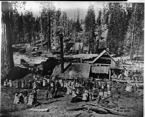 Logging, Splitting logs at Comstock Mill, 1888