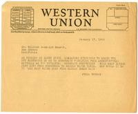 Telegram from Julia Morgan to William Randolph Hearst, January 17, 1928